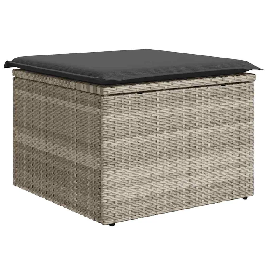 Salon de jardin avec coussins 7 pcs gris clair résine tressée - 6