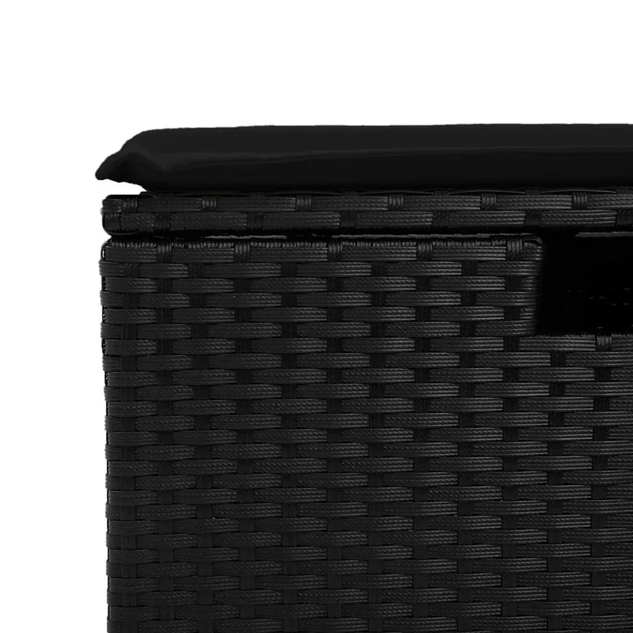 Salon de jardin 6 pcs avec coussins noir résine tressée - 10