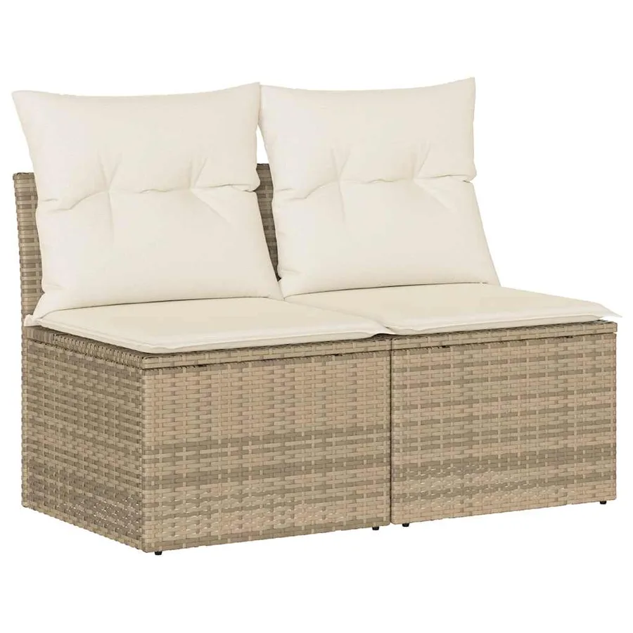 Salon de jardin avec coussins 2 pcs beige résine tressée acacia - 2