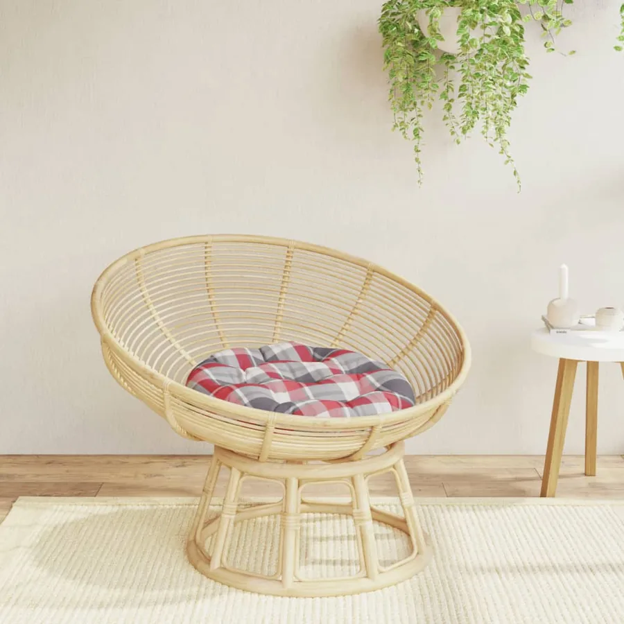 Coussin rond motif à carreaux rouge Ø 60 x11 cm tissu oxford