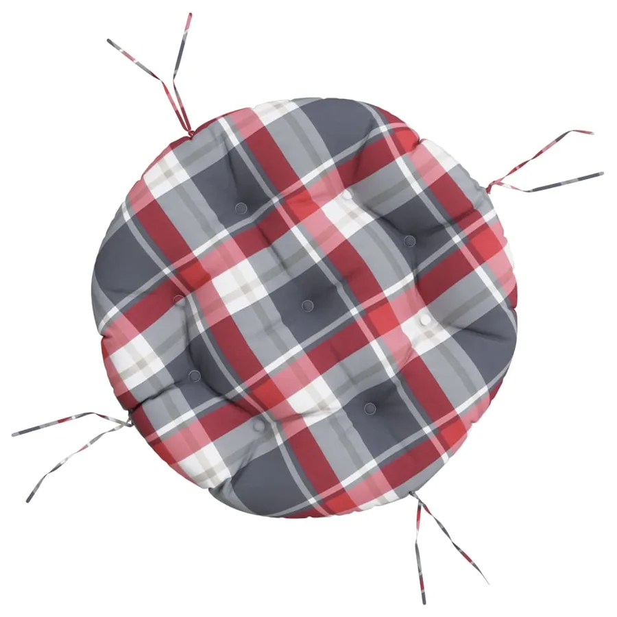 Coussin rond motif à carreaux rouge Ø 60 x11 cm tissu oxford - 2