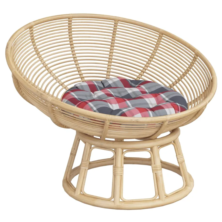 Coussin rond motif à carreaux rouge Ø 60 x11 cm tissu oxford - 3