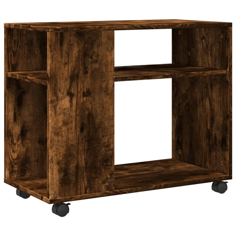 Table d'appoint avec roues chêne fumé bois d'ingénierie - 2