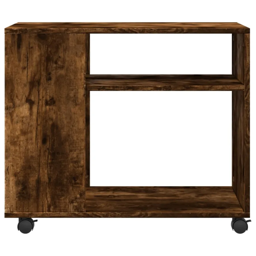Table d'appoint avec roues chêne fumé bois d'ingénierie - 5