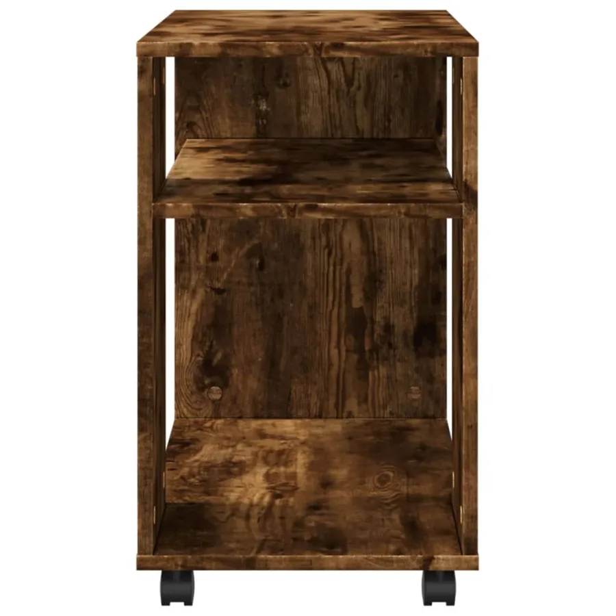 Table d'appoint avec roues chêne fumé bois d'ingénierie - 6