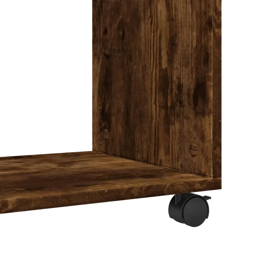 Table d'appoint avec roues chêne fumé bois d'ingénierie - 8