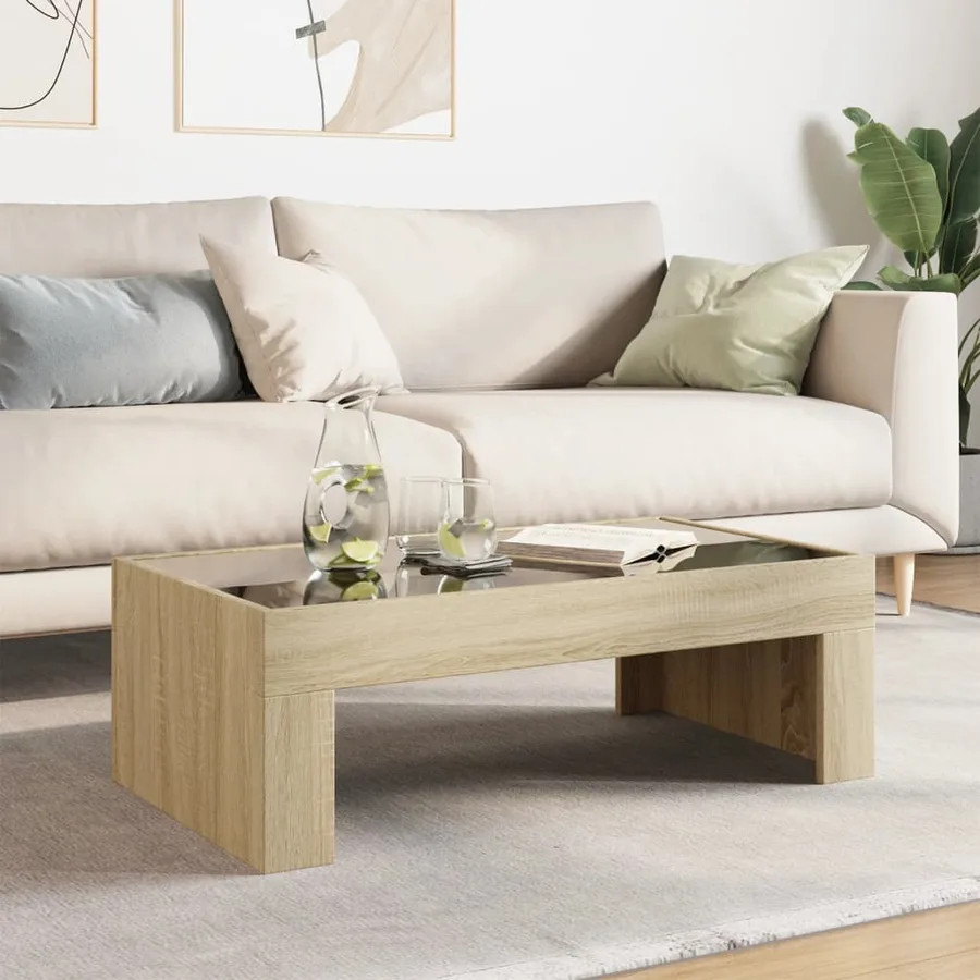 Table basse avec LED infini chêne sonoma 90x50x30 cm - 4