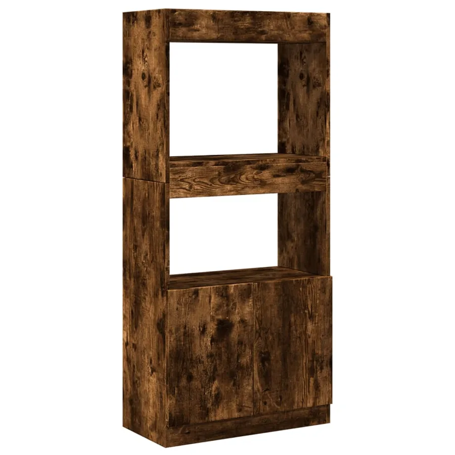 Buffet haut chêne fumé 63x33x140 cm bois d'ingénierie - 2