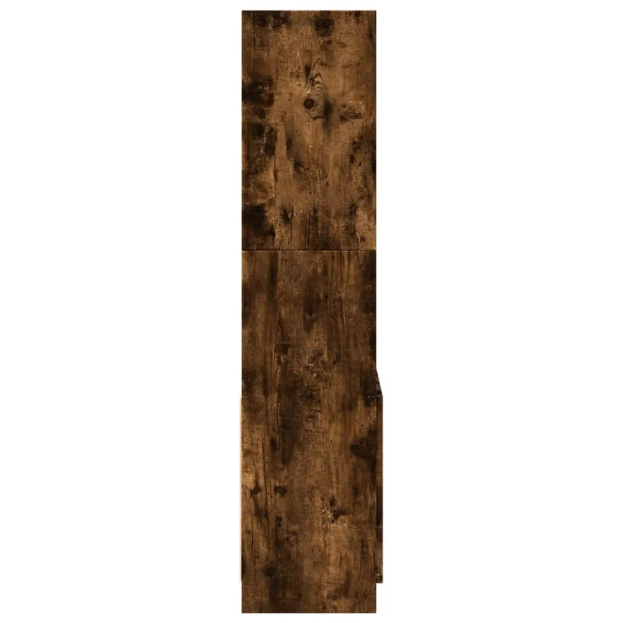 Buffet haut chêne fumé 63x33x140 cm bois d'ingénierie - 6