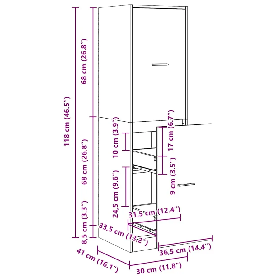 Armoire d'apothicaire vieux bois 30x41x118 cm bois d'ingénierie - 10