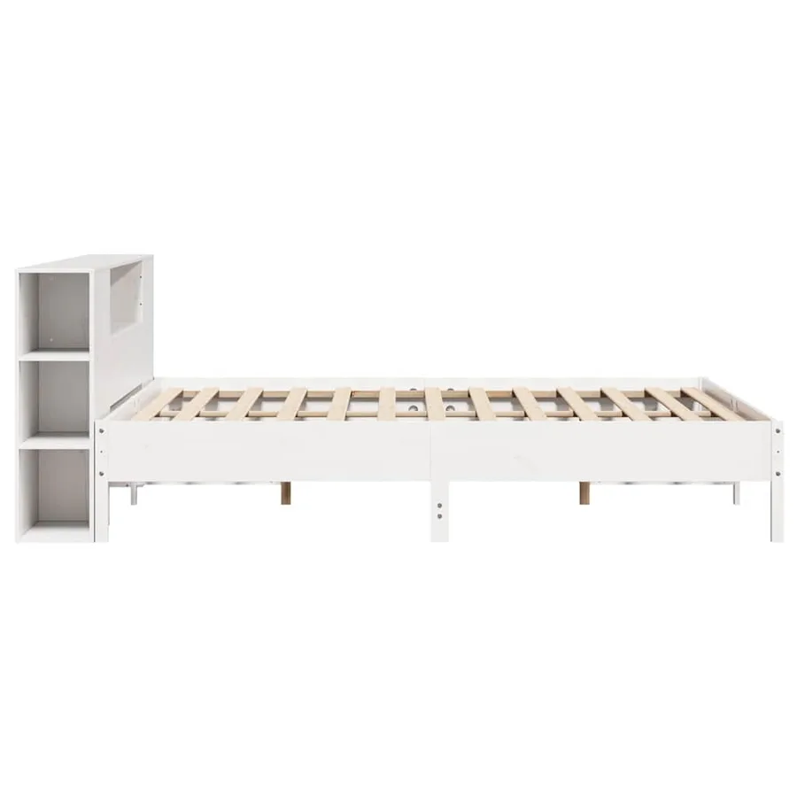 Lit bibliothèque sans matelas blanc 200x200 cm bois pin massif - 5