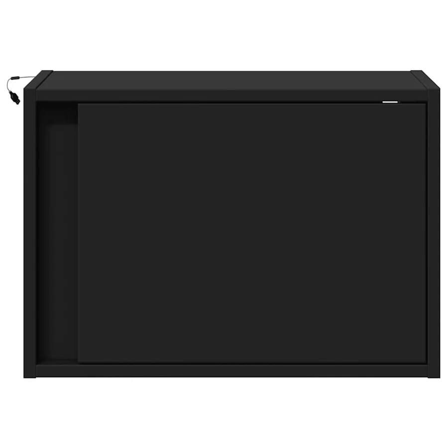 Table de chevet murale avec lumières LED noir - 6