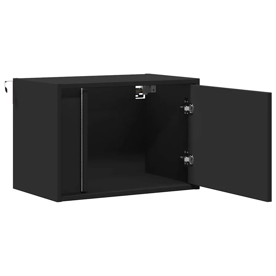 Table de chevet murale avec lumières LED noir - 7