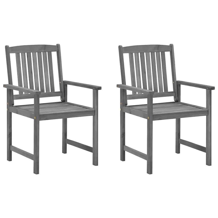 Chaises de jardin et coussins lot de 2 Gris Bois acacia massif - 2
