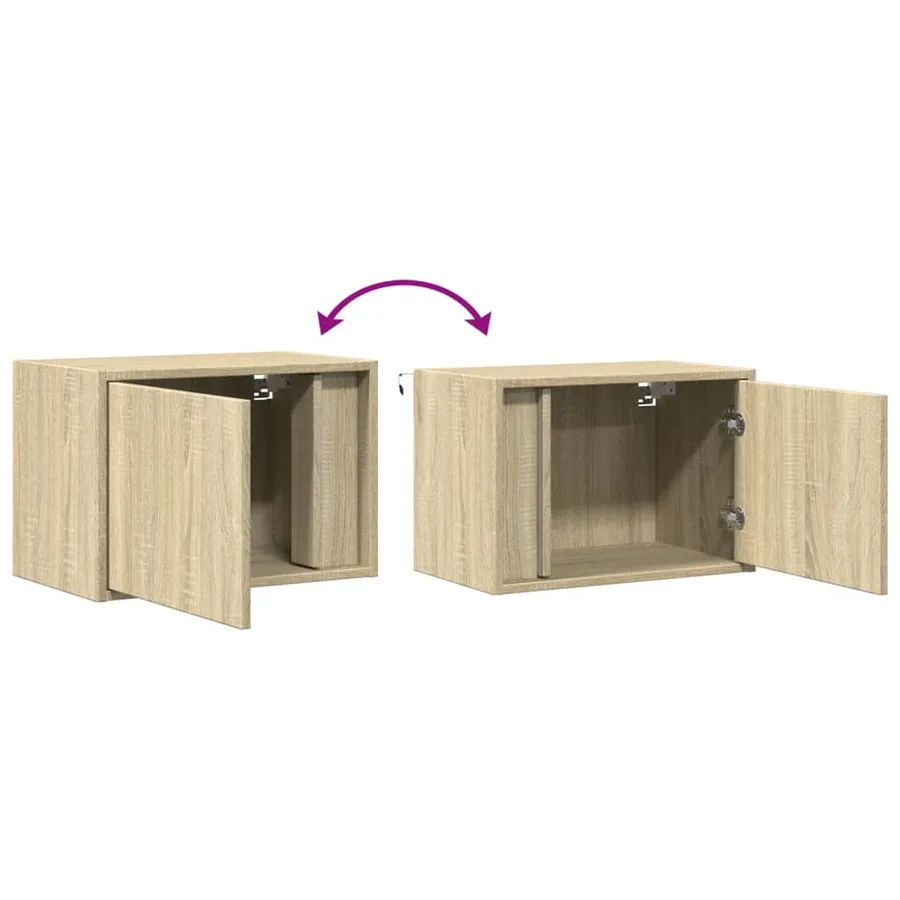 Table de chevet murale avec lumières LED chêne sonoma - 10