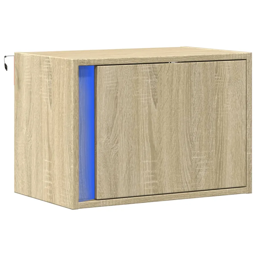 Table de chevet murale avec lumières LED chêne sonoma - 3