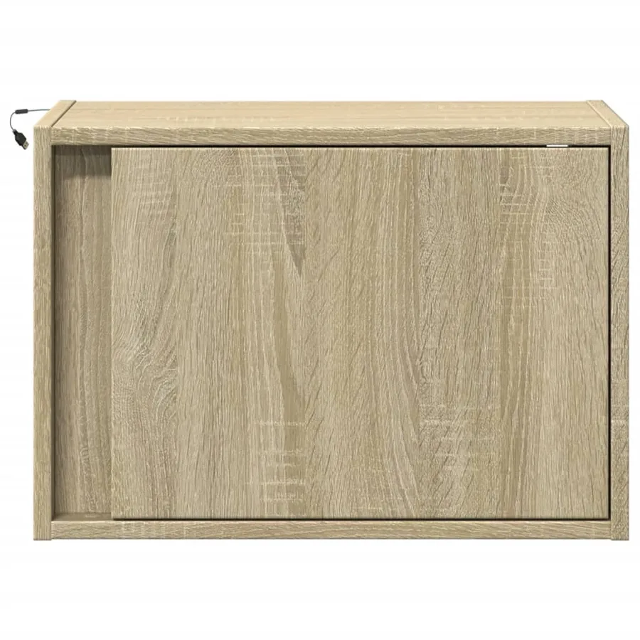 Table de chevet murale avec lumières LED chêne sonoma - 6