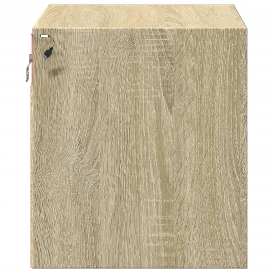 Table de chevet murale avec lumières LED chêne sonoma - 8