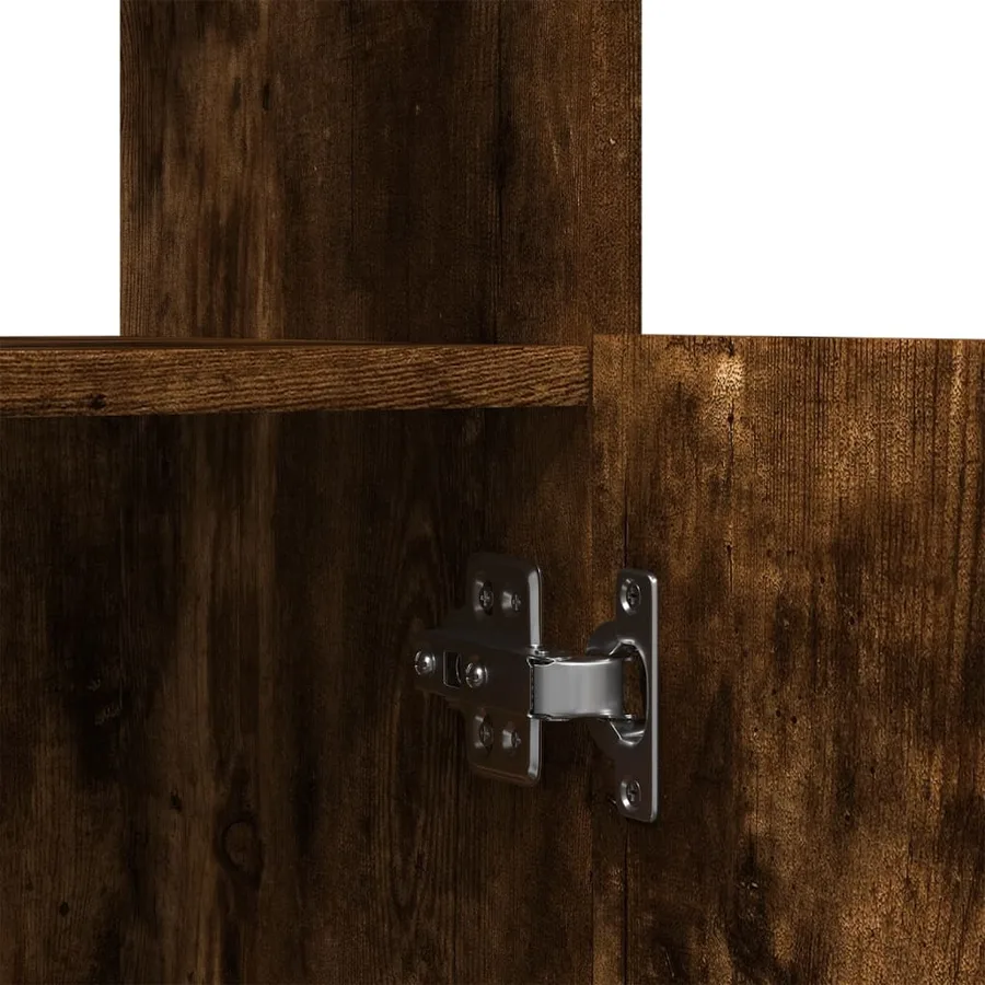 Buffet haut 63x33x180 cm chêne fumé bois d'ingénierie - 10