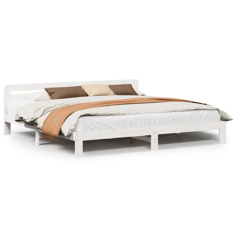 Cadre de lit sans matelas blanc 180x200 cm bois massif de pin - 2