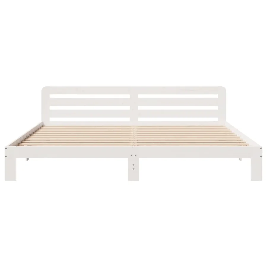Cadre de lit sans matelas blanc 180x200 cm bois massif de pin - 4