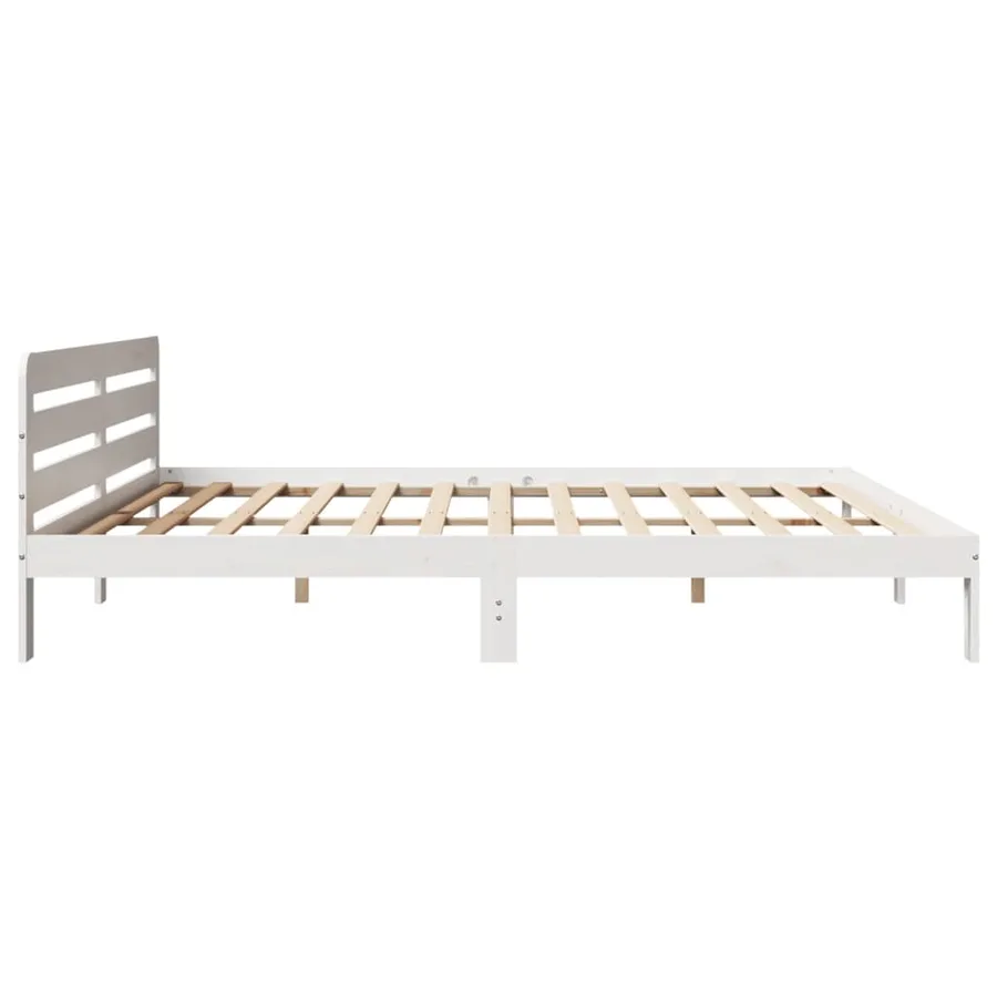 Cadre de lit sans matelas blanc 180x200 cm bois massif de pin - 5
