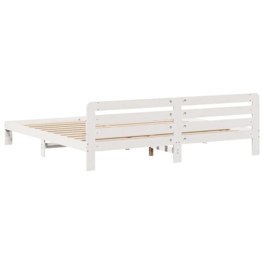 Cadre de lit sans matelas blanc 180x200 cm bois massif de pin - 6