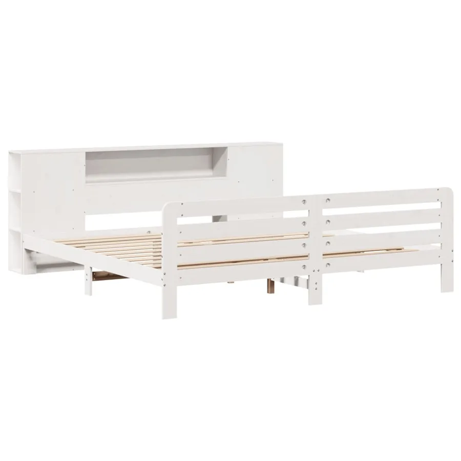 Cadre de lit sans matelas blanc 200x200 cm bois massif de pin - 3