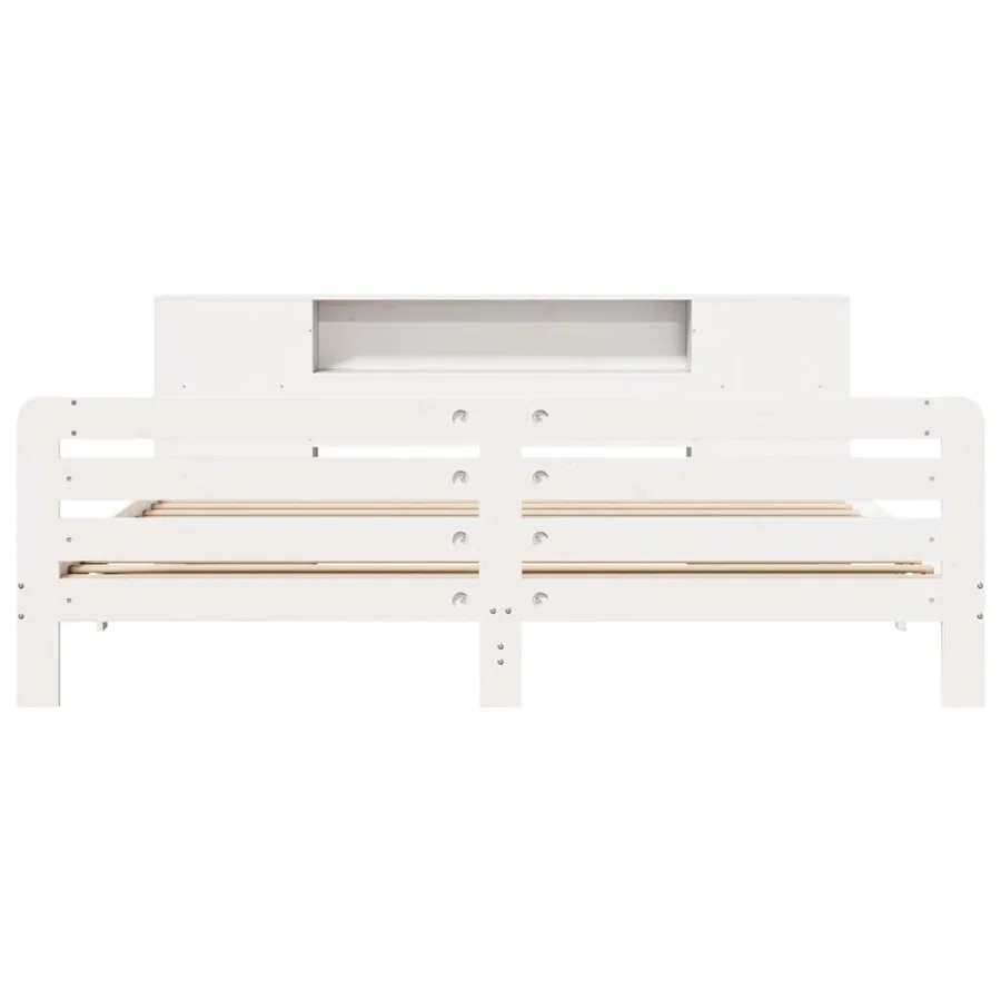 Cadre de lit sans matelas blanc 200x200 cm bois massif de pin - 4