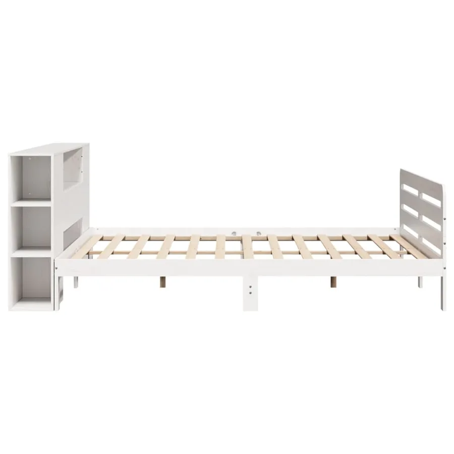 Cadre de lit sans matelas blanc 200x200 cm bois massif de pin - 7