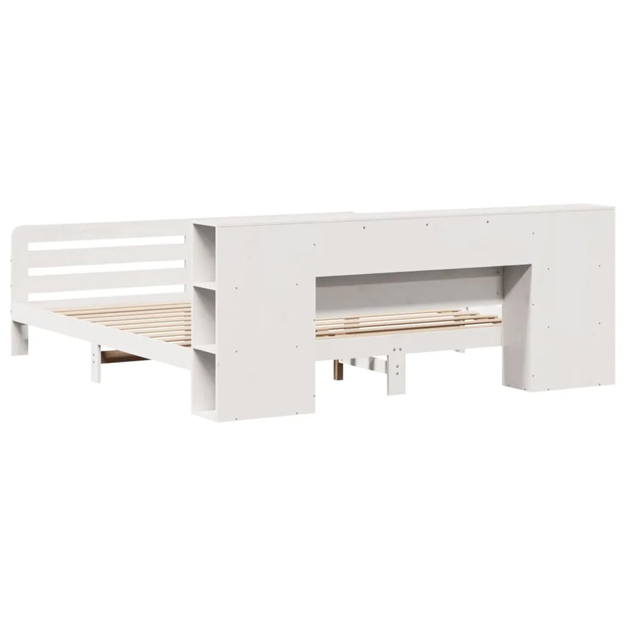 Cadre de lit sans matelas blanc 200x200 cm bois massif de pin - 8