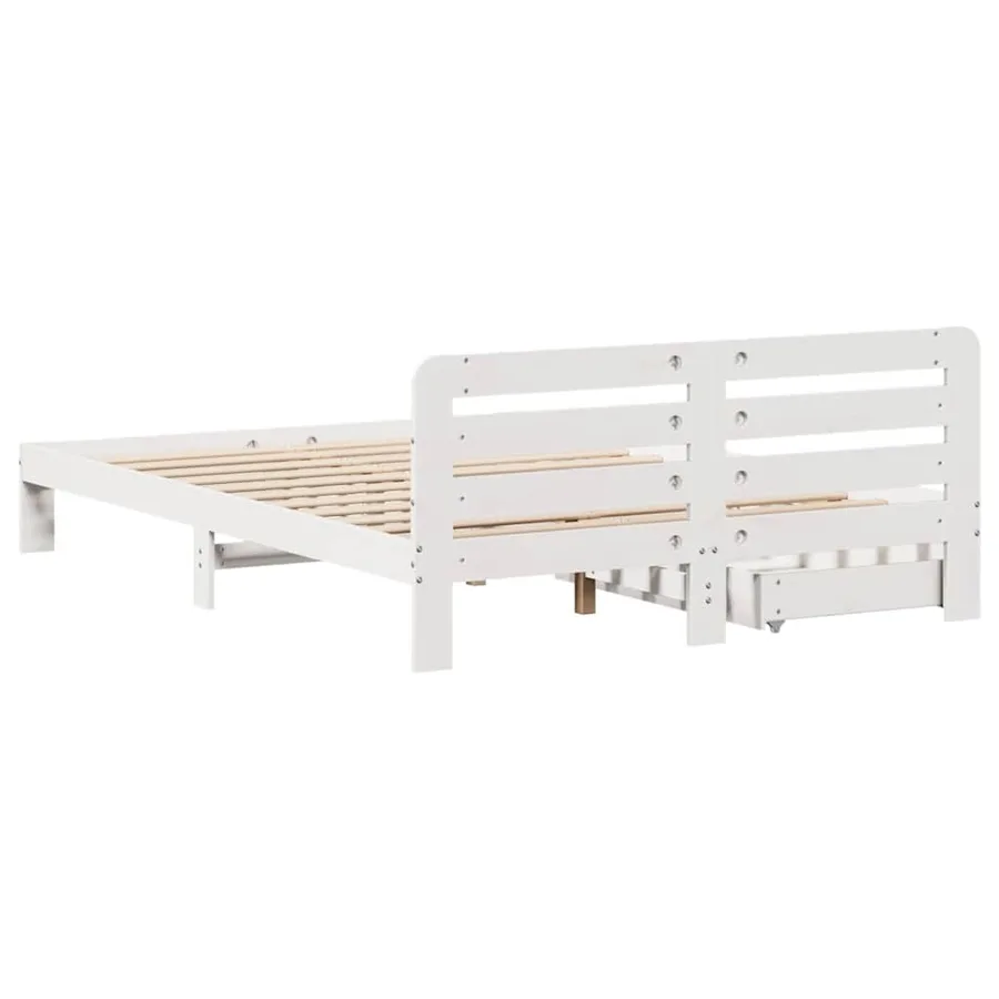 Cadre de lit sans matelas blanc 135x190 cm bois de pin massif - 8
