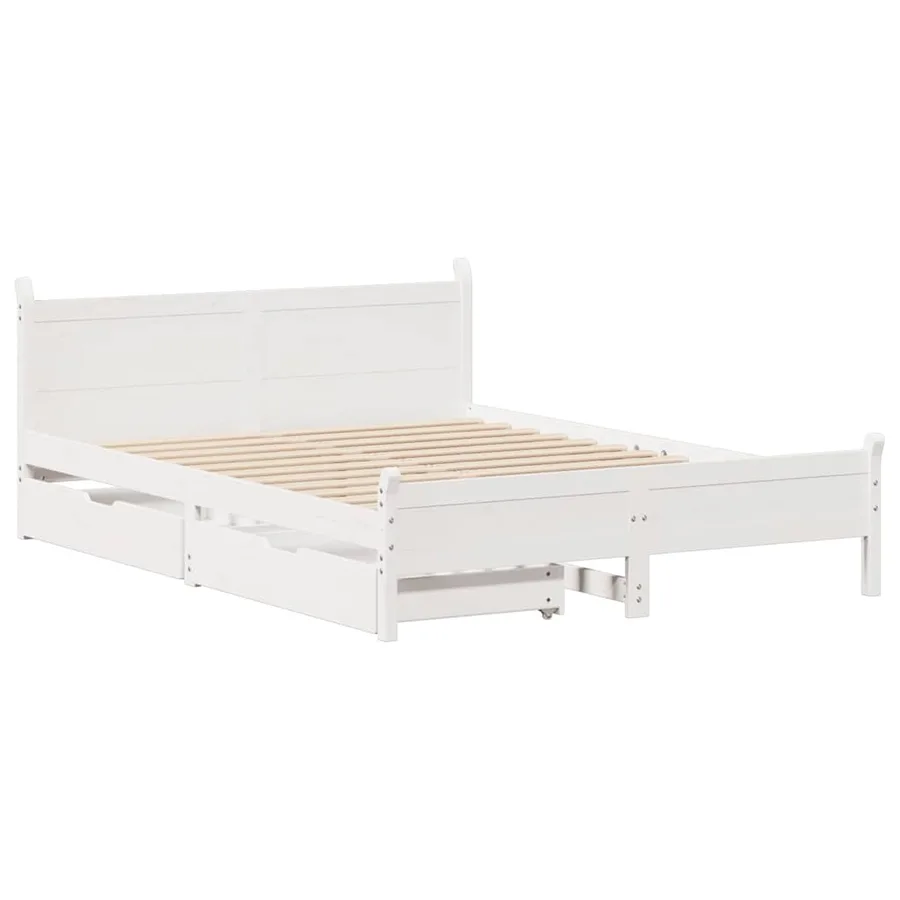 Cadre de lit sans matelas blanc 140x190 cm bois de pin massif - 3