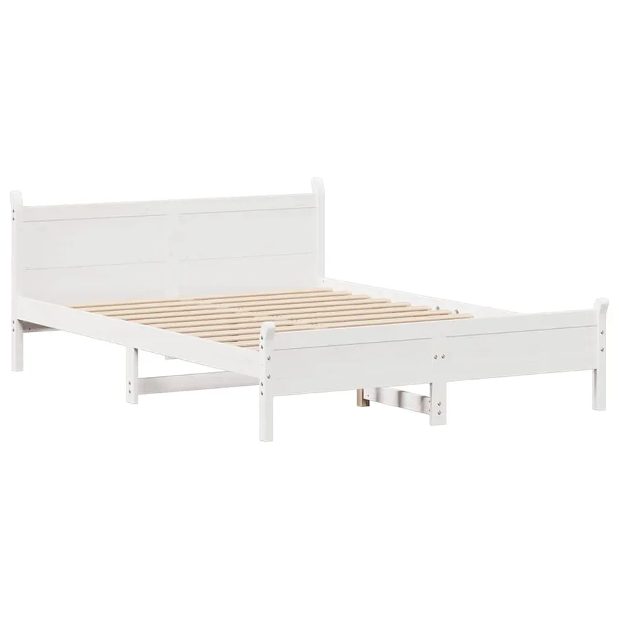 Cadre de lit sans matelas blanc 140x190 cm bois de pin massif - 5