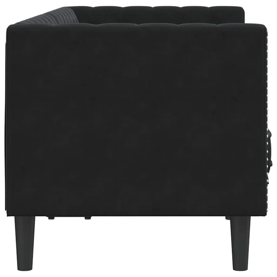 Canapé Chesterfield avec traversins 2 places noir velours - 5