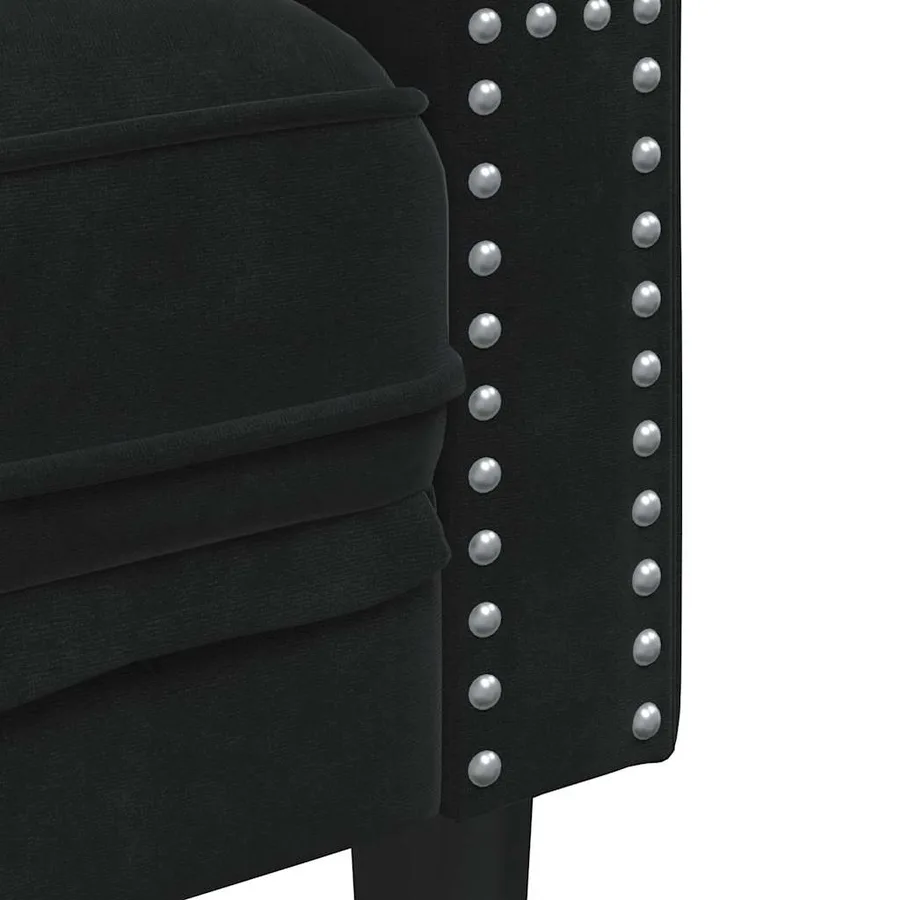 Canapé Chesterfield avec traversins 2 places noir velours - 7