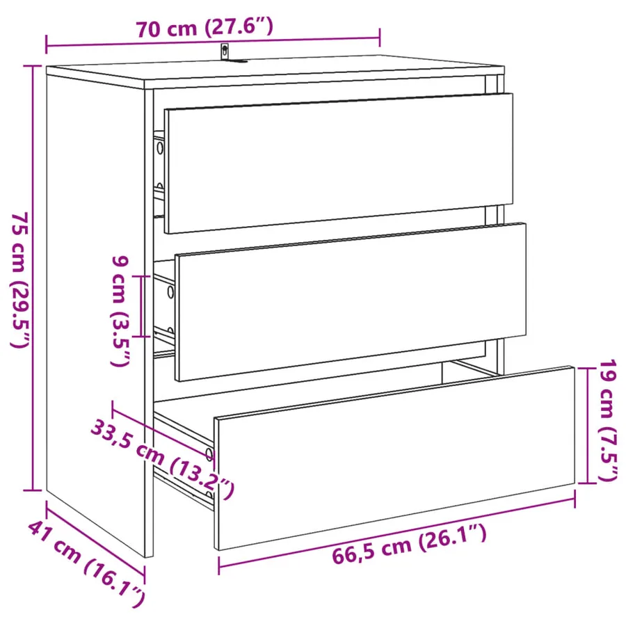 Buffet vieux bois 70x41x75 cm bois d'ingénierie - 10