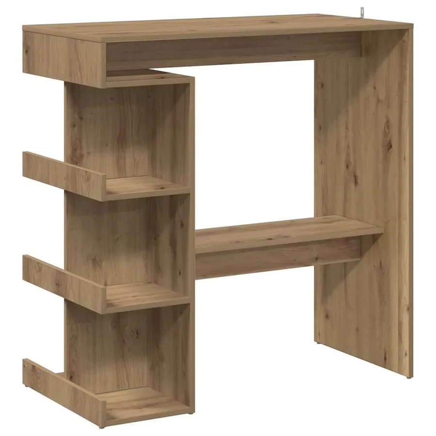 Table de bar avec étagère de rangement chêne artisanal - 2