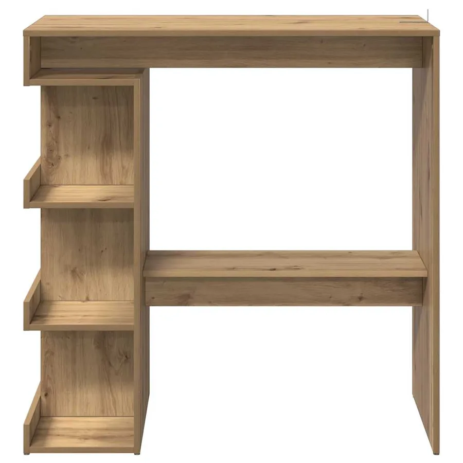 Table de bar avec étagère de rangement chêne artisanal - 4