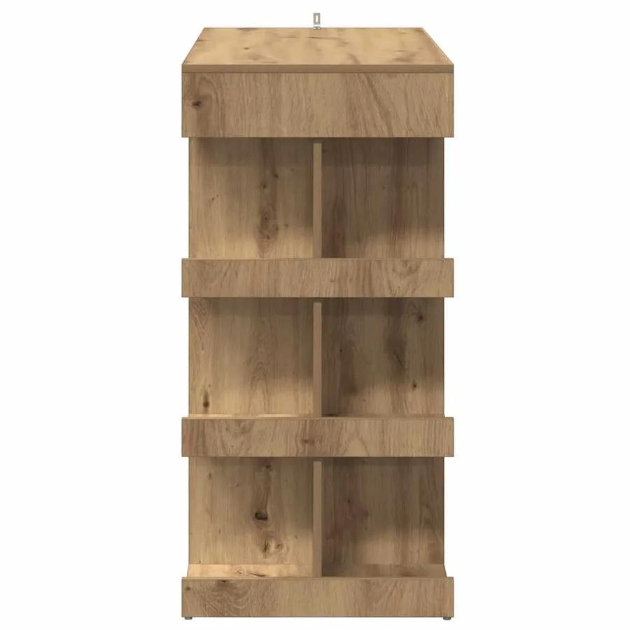 Table de bar avec étagère de rangement chêne artisanal - 5