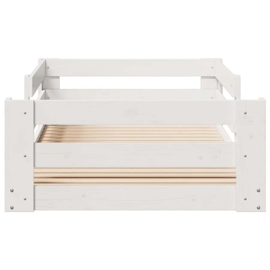 Cadre de lit sans matelas blanc 90x200 cm bois de pin massif - 4
