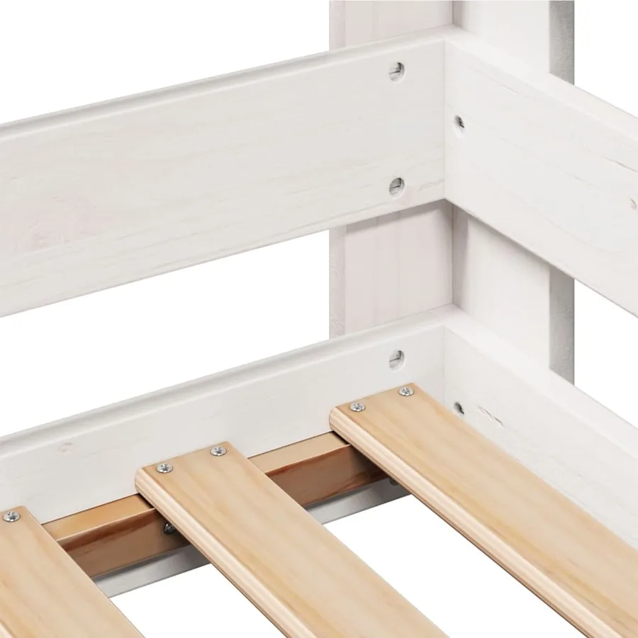 Cadre de lit sans matelas blanc 90x200 cm bois de pin massif - 7