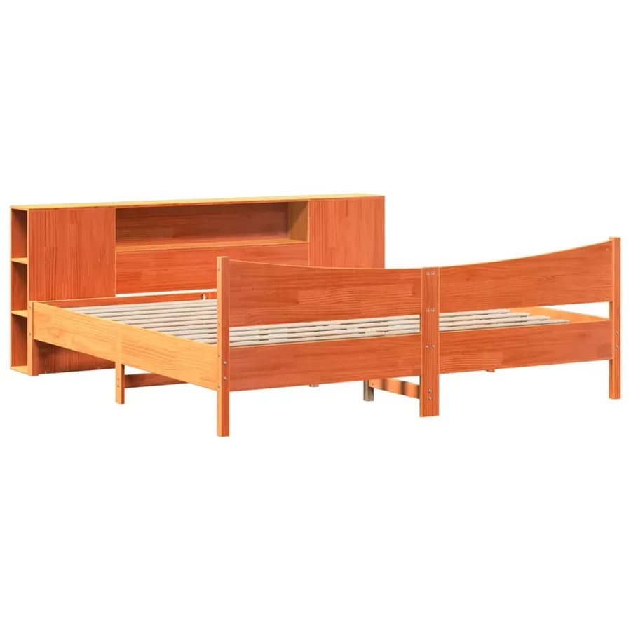 Cadre de lit sans matelas cire marron 180x200cm bois pin massif - 3