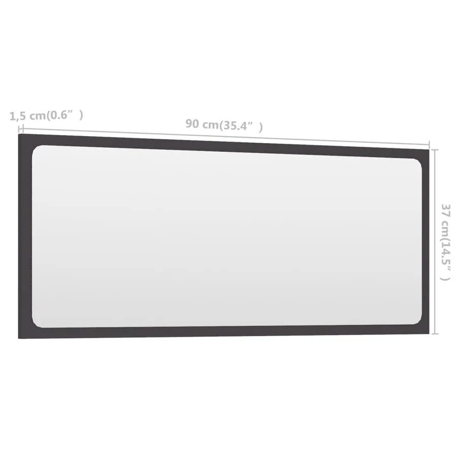 Miroir de salle de bain Gris 90x1,5x37 cm Aggloméré - 5