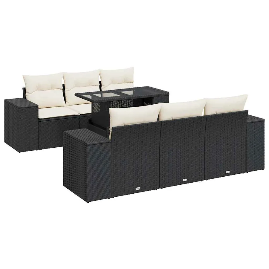 Salon de jardin 7 pcs avec coussins noir résine tressée 83 x 62 x 69 cm - 76,2 kg - 2