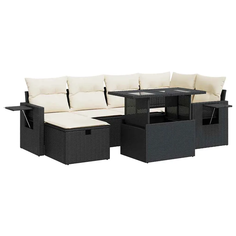 Salon de jardin 7 pcs avec coussins noir résine tressée 62 x 62 x 69 cm - 69,0 kg - 2