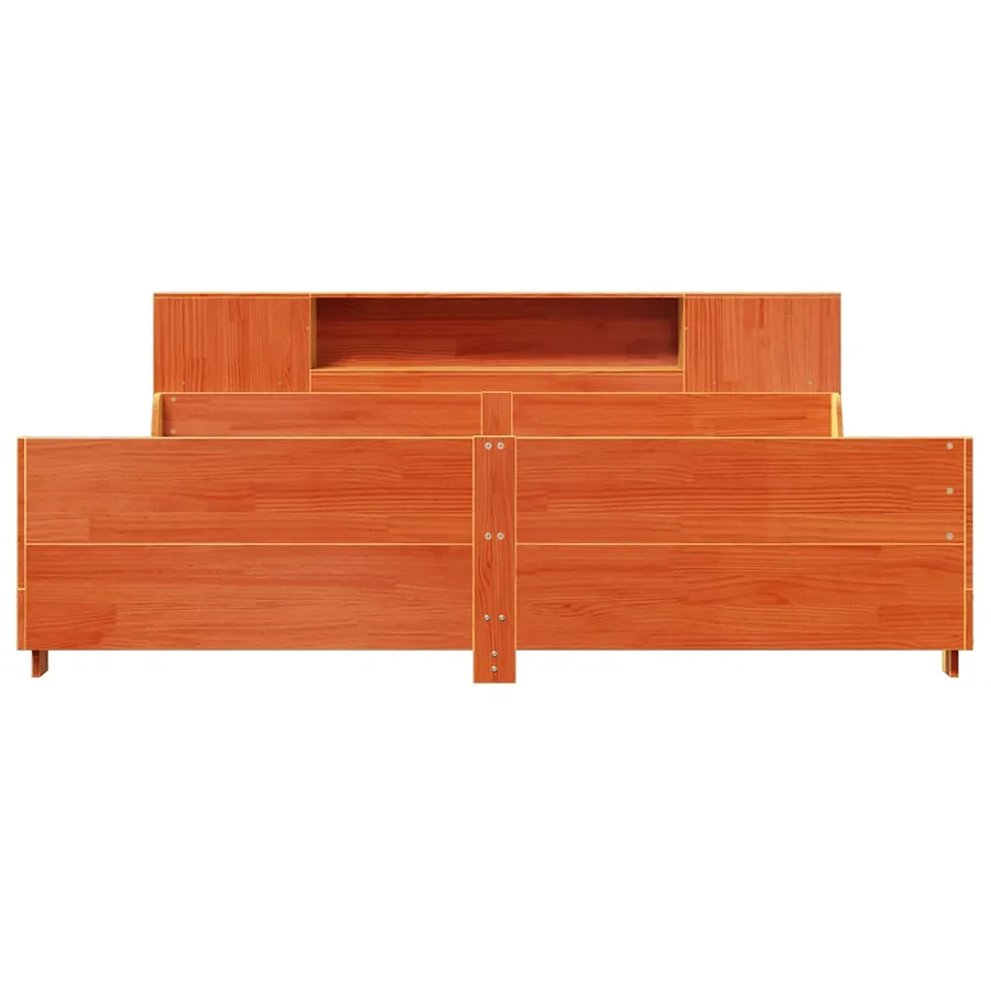Cadre de lit sans matelas cire marron 200x200cm bois pin massif - 4