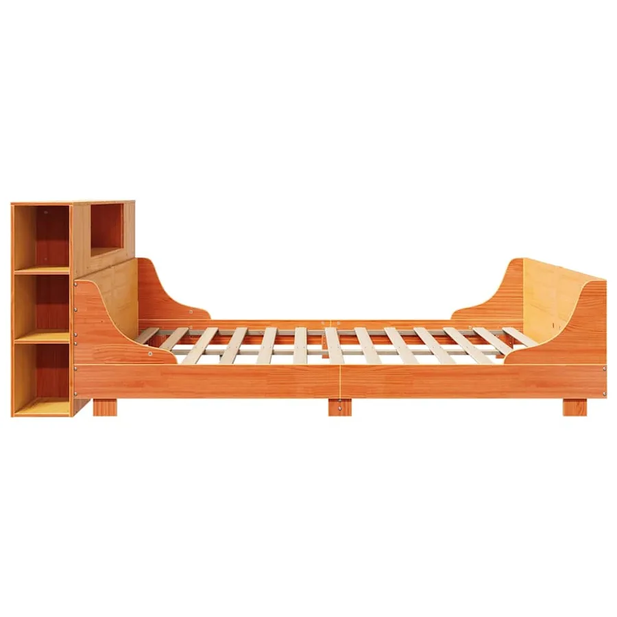 Cadre de lit sans matelas cire marron 200x200cm bois pin massif - 7
