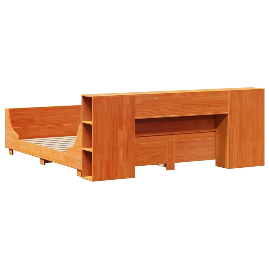 Cadre de lit sans matelas cire marron 200x200cm bois pin massif - 8