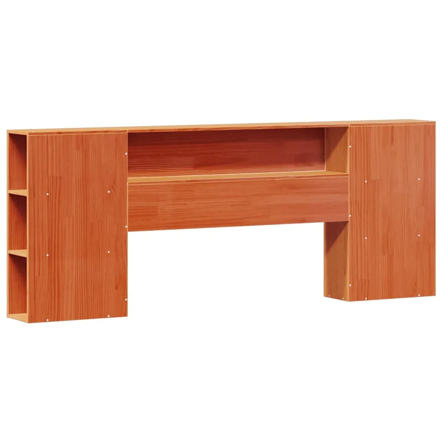 Lit bibliothèque sans matelas cire marron 200x200 cm pin massif - 7
